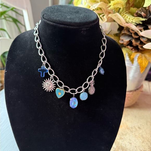 Sabika Crystal Summer 21 Charm Chainlink Necklace - Picture 1 of 9